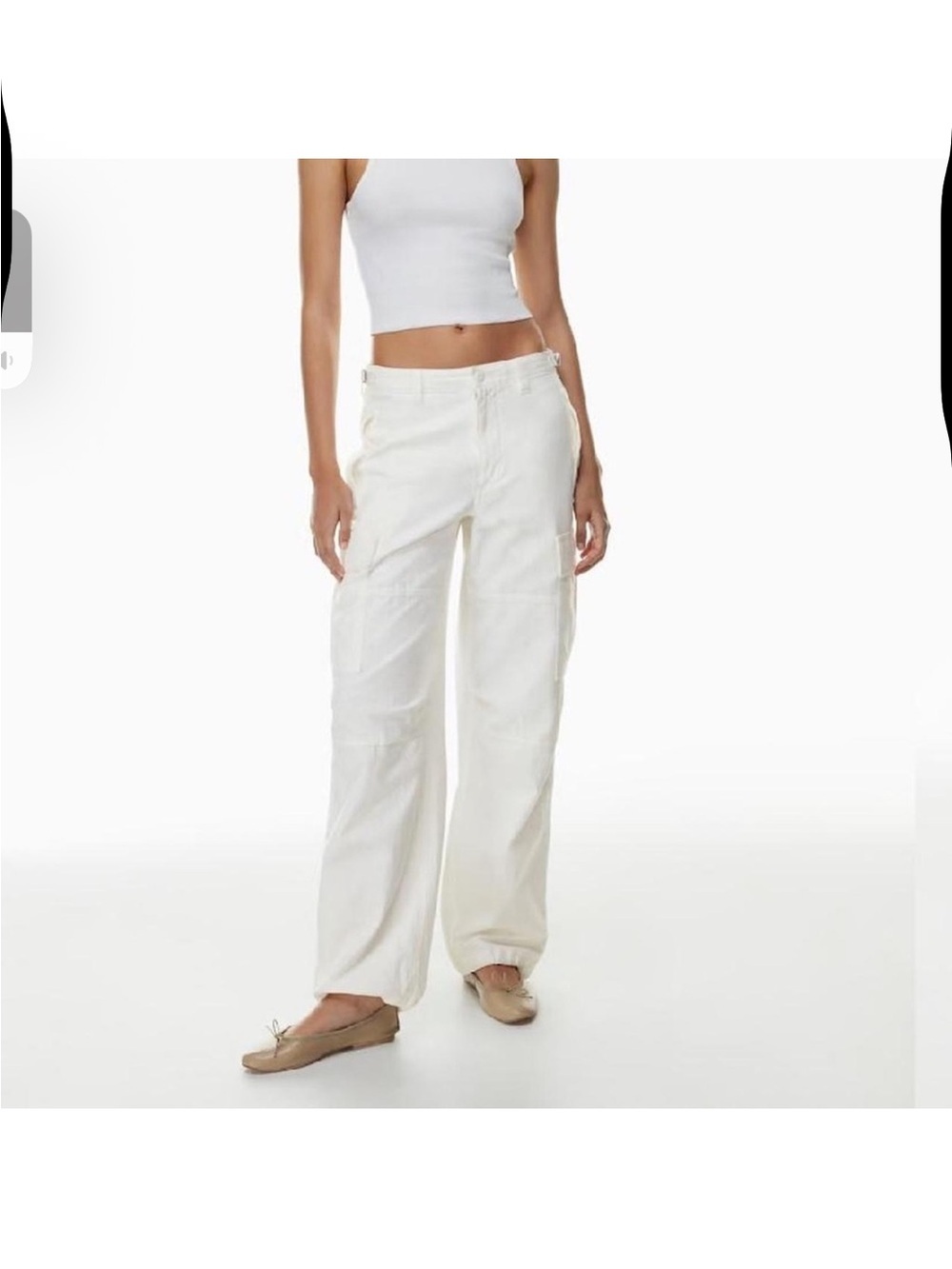 Aritzia Baggy Cargo Pants White Cotton Light Birch Wide Leg Women’s Size 4 TNA